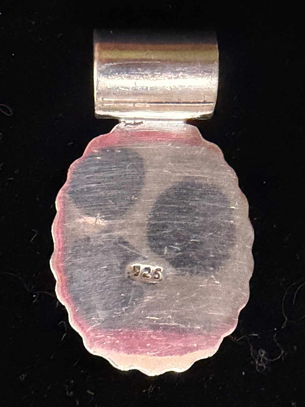 Sterling Silver Black Onyx Oval Pendant - Picture 3 of 3